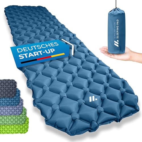 NORDMUT Isomatte Ultraleicht [mit Reparaturset] kleines Packmaß - Aufblasbare Luftmatratze Camping - Camping Matratze Wetterfest für Outdoor Zelt & Fe