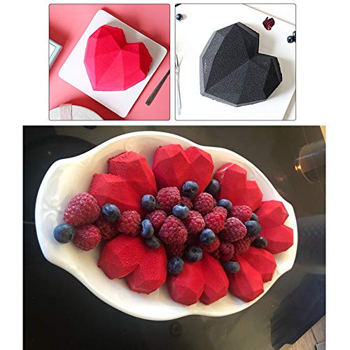 Dasaba 1PCS Silicone Baking Molds 3D Diamond Love Heart Shaped Silicone Mold Tray Non-stick Reusable Chocolate Mold for Baking Cake, Cookies, Oreo, Muffin Cupcake Handmade Soap (White)