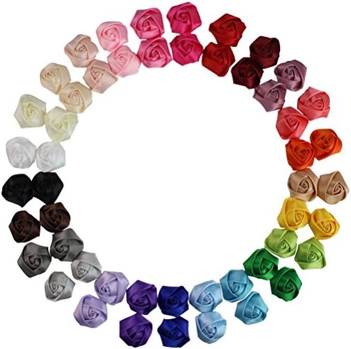 50pcs/set Children DIY Hairbands Satin Rolled Ribbon Rose Flowers rosettes (4cm)