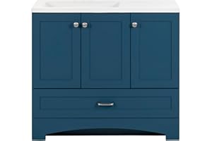 Spring Mill Cabinets Emlyn Bathroom Vanity with Sink, 18.75"D x 36.25"W x 32.89"H, Admiral Blue