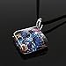 CHUVORA Hand Blown Glass Blue Orchid Flower Square Pendant Necklace, 17-19 inches