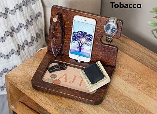 Wooden Docking Station Docking Station Cell Phone Dock Charging Station Personalized mens Valet Mens Wood docking station gift for men