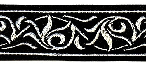 10 m Renaissance Fleur Border Woven Ribbon 35 mm wide colour:Black/Silver from 1 A Haberdashery 35001- swsi