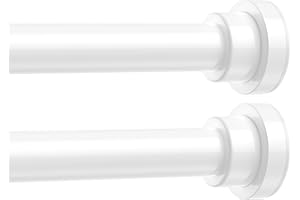 SISELBA 2 Pack Adjustable Tension Curtain Rods 32 to 48 Inches, Expandable Pressure Spring Curtain Rods No Drilling 7/8" Tension Rods for Window Doorway Closet, White