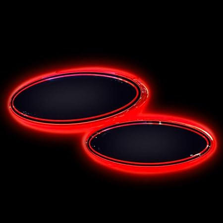 Amazon Led照明ライト 車フロントグリル グリルエンブレム Ledライトとリアテールゲートエンブレム Ledライトクロームスタイル レッド Kmdeb 02 エンブレム 車 バイク