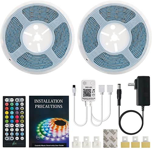 LED Strip Lights, Waterproof 32.8ft Led Music Sync Color Changing Light with 44keys Music Remote Controller, Led Lights for Room, Bedroom, TV, Party