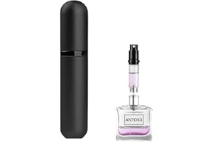 ANTOKX Travel Perfume Bottle Atomizer - 5ML Atomiser, Pocket Dispenser, Scent Pump Case, Leakproof Portable Sprayer for Women and Men (Black-1)