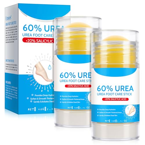 Urea Foot Care Stick, 2pcs 60% Urea with 2% Salicylic Acid Foot Cream Moisturizer for Dry Cracked Feet, Knees, Elbows, Hands, Moisturizes and Hydrates the Dry Skin, Callus Remover & Skin Softener