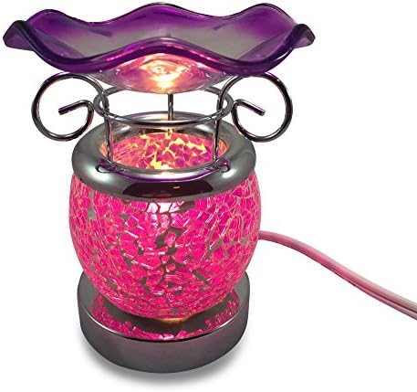 Magenta Purple Glass Mosaic Electric Touch-controlled Fragrance Lamp with Free Replacement Halogen Bulb