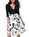 ZAFUL Women's Elegant Floral V Neck Dress Vintage Half Sleeve A Line Casual Work Party Flared Swing Dress
