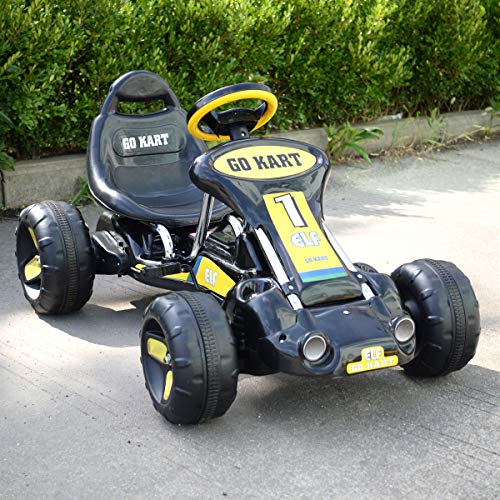 Go Kart 4 Wheel Kids Ride on Car Stealth Pedal Powered Outdoor Racer Black
