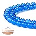 BEADNOVA 8mm Blue Agate Gemstone Round Loose Beads for Jewelry Making (45-48pcs)