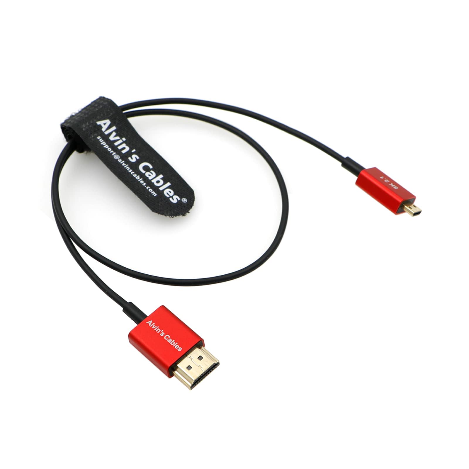 Alvin's Cables 8K 2.1 HDMI Cable Micro-HDMI to HDMI Cable Ultra-Thin 48Gbps High-Speed for Atomos-Ninja-V 4K-60P Record for Canon-R5C|R5|R6 for Sony a7R a7 IV Cameras 45cm/18inches