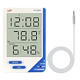 ChenYuTe Digital Hygrometer Thermometer Large Display Humidity Temperature Monitor Indoor Outdoor with Alarm Clock for Household,Kids Home,Kitchen,etc(1 Pack)