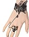 QTMY Black Butterfly Lace Ring Adjustable Bracelet Jewelry Set for Women Girl
