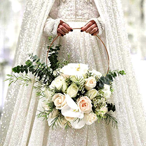 Large Metal Floral Hoop Wreath Macrame 12 Inch Gold Rings for Making Christmas Wedding Decor Dream Catcher Wall Hanging Embroidery Craft, Pack of 2 - Thumbnail 4