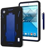 One Touch Pop 7 Case, Bastex Heavy Duty Hybrid Kickstand Tablet Case - Black Silicone Cover Hard Blue Kickstand Case for Alcatel One Touch Pop 7 p310a 7
