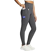 baleaf Women's Fleece Lined Leggings Waterproof Winter Hiking Pants Thermal Running Tights Zipper Pockets High Waisted