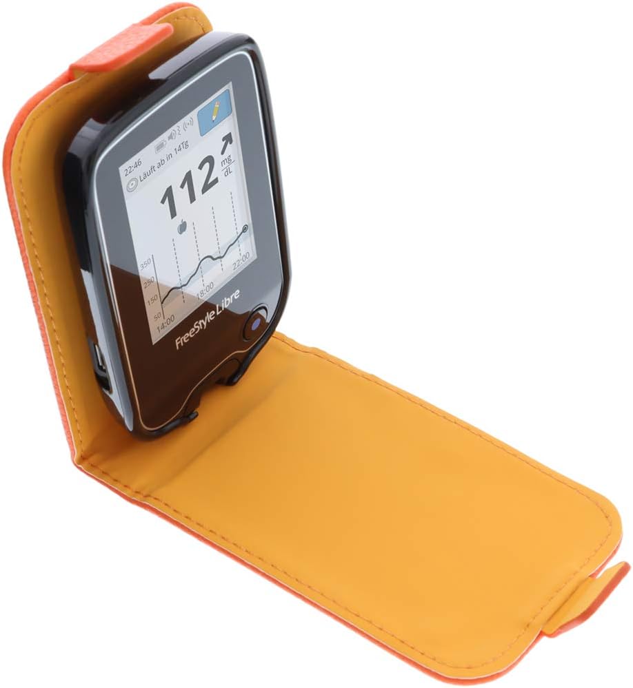 foto-kontor Case compatible with Abbott Freestyle Libre 2 Flip Style orange protection, Flip Orange - Image 4