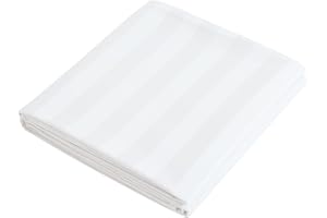 SHUNJIE.HOME Flat Sheet Only Twin Size, 400 TC 100% Egyptian Cotton Flat Sheet Striped Satin-White Cotton Top Sheet- Wrinkle, Fade, Stain Resistant (Striped-White, Twin)