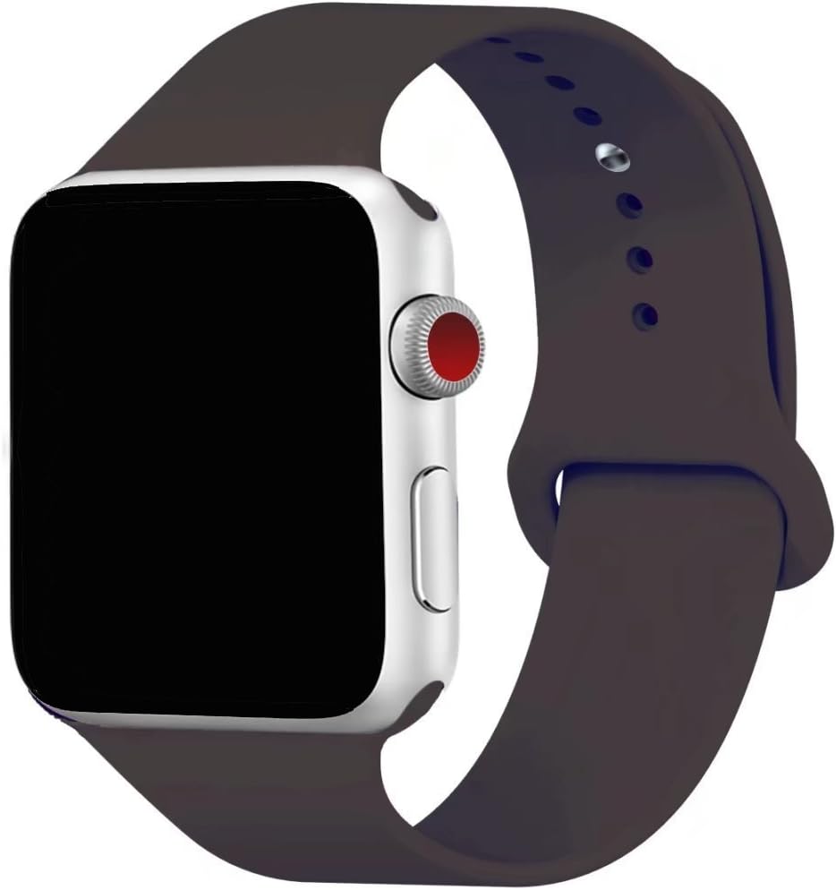 Yaber Soft Silicone Replacement Sport Band Compatible with Apple Watch 40MM 44MM 38MM 42MM All Models (Cocoa, 42MM/44MM S/M)