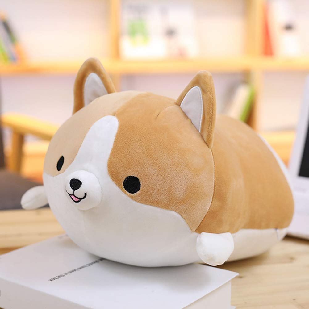 Uposao Dog Cuddly Toy Plush Toy, Small Shiba Inu Cushion Dog Anime Stuffed Corgi Toys Dolls for Children Girls Birthday Gifts,Brown,35 cm