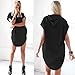 Doreen Fashion Women's Loose Hoodie T Shirt Tops Short Sleeve Mini Dress Casual Blouse Size 4 US Black.