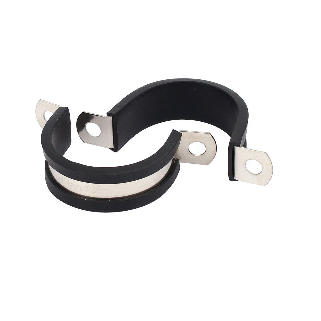 Sourcingmap 35mm Dia EPDM Rubber Lined U Shaped Pipe Tube Wire Clamps Clips 2pcs