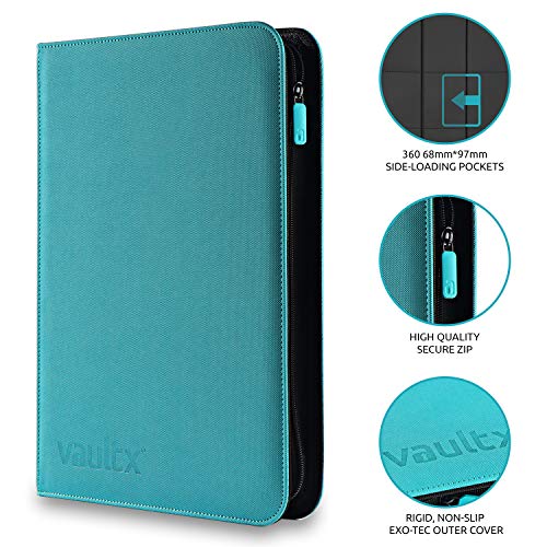 Vault X Premium eXo-Tec Binder - 9 Pocket Trading Card Album Folder - 360 Side Loading Pocket Binder for TCG (Teal)