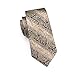 Hi-Tie Men Champagne Gold Black Paisley and Floral Tie Handkerchief Necktie with Cufflinks and Pocket Square Tie Set