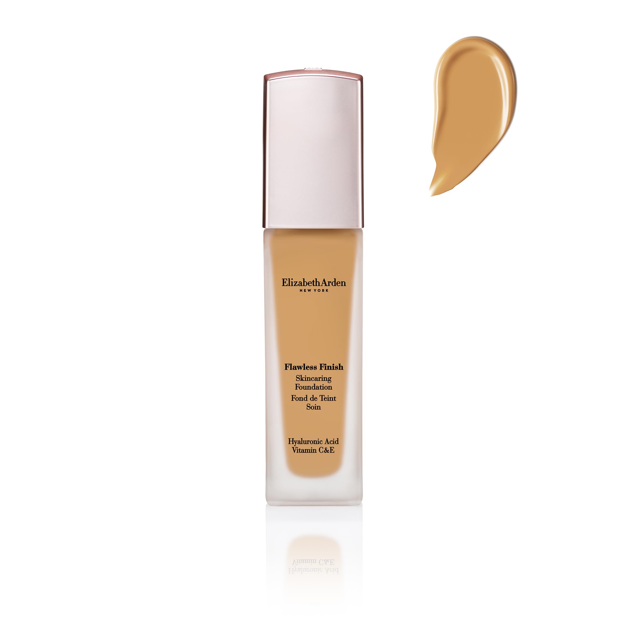 Elizabeth Arden Flawless Finish Liquid Foundation with Hyaluronic Acid, Vitamin C & E, Buildable Coverage, 430W (Tan skin with warm yellow undertones), 1 fl oz