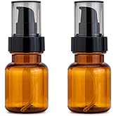 VASANA 2PCS 80ML/2.7oz Refillable Pump Bottle Amber Plastic Travel Bottles Toiletries Leakproof Cosmetic Dispenser Bottles Container for Cream Shampoo Makeup Essential Oil