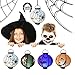EverKid Halloween Decorations Paper Lanterns with LED Light, pack of 5 - Skeleton,Bats,Jack-O,Spiders