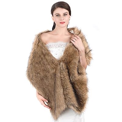 Aukmla Women's Large 1920 Brown Faux Fur Shawl Bride Wedding Fur Wraps and Shawls Faux Mink Shawl for Women and Girls (Brown) Aukmla Women's Large 1920 Brown Faux Fur Shawl Bride Wedding Fur Wraps and Shawls Faux Mink Shawl for Women and Girls (Brown)