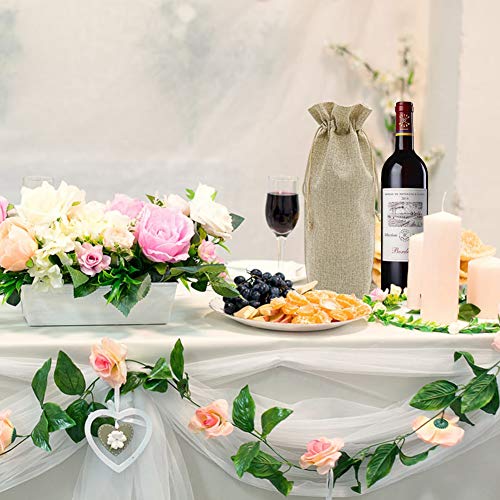 HRX Package 2 Bottle Wine Gift Bags 2pcs with 10pcs Burlap Wine Bags Drawstring, Jute Wine Carrying Bag with Handles, Cloth Wine Bottle Gift Bags Set