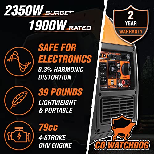 WEN 56235iX 2350Watt Portable Inverter Generator with Fuel Shut Off
