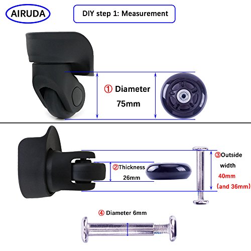 Replacement Wheels For Luggage, DIY Wheels for Most Luggage Quiet and