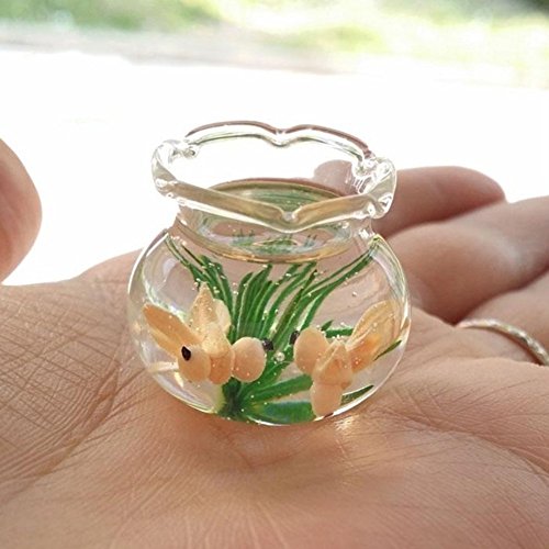 AkoMatial Dollhouse Furniture Accessories, Mini Decoration Resin Miniature Fish Tank Accessory Toy for 1/6 1/12 Dollhouse - Yellow