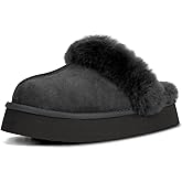 OOW Fuzzy Platform Slippers for Women - Women's Casual Winter House Slippers - Brown, Faux Fur & Shearling Blend - Women's Size