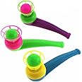 3pcs Random Color Floating Blow Pipe & Balls Game, Balance Blowing Toys - Stress Reliever for Toddlers to Adults