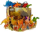 24 Jurassic Dinosaur Toys For 3, 4, 5, 6, 7 year old Boys Girls Toddlers Kids - Party Favors & Supplies- Plastic Action Figures for Bath Toys, Pool Toys & Pretend Play - STEM Learning Dino Set