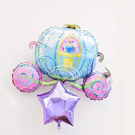 Amazon ディズニー 浮かせてお届け ヘリウムガス入り シンデレラ馬車 のバルーン スター ブーケ 星の色 白 誕生日 飾り付け バルーン電報 結婚式 風船 バルーン おもちゃ