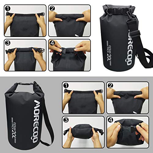 MORECOO Waterproof Bag Floating Ultra Light Dry Bag Outdoor Sports Sweatproof Dry Backpack 5L/10L for Kayaking/Rafting/Boating/Swimming/Camping/Hiking/Beach/Fishing (Black, 10L) - Thumbnail 3