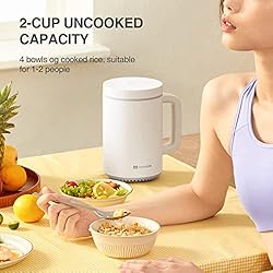 MOKKOM Mini Rice Cooker 2 Cups uncooked, Small