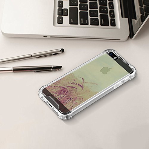 ELZO iPhone 5/5S/SE Case, [Wheat] Clear Shock Absorption Bumper Cover/Sleeve/Shell - Transparent Protective Hard Plastic Back Plate with Soft TPU (Ultra Hybrid/Scratch Resistant/Air Cushion) - Thumbnail 7