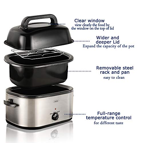 22 Quart Roaster Oven with SelfBasting Lid, Electric Turkey Roaster