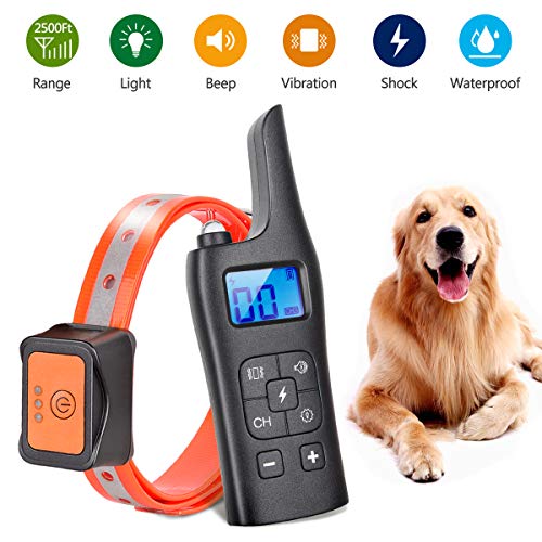 NUOSEM Dog Training Collar, Dog Shock Collar with Remote 2500ft Range with Beep Vibra Shock LED Light Waterproof IPX7 Electric Dog Bark Collar for Medium Large Dogs