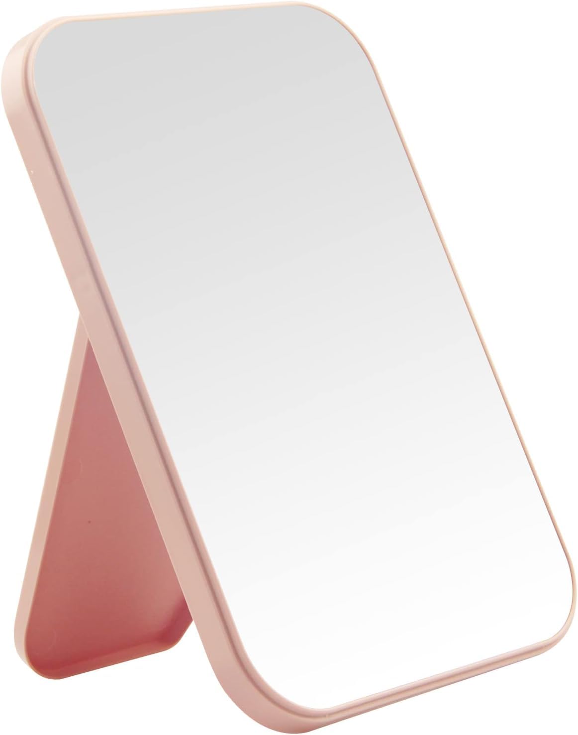 DVHOK 8-Inch Desktop Makeup Mirror, Portable Princess Square Mirror, Table Desk Wall Hanging Dual-Purpose Pink