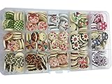 levylisa 225pcs Mixed Flower Buttons 15 Patterns 2 Hole Round Button for Sewing Scrapbooking and DIY Craft Wood Buttons with Plastic Box Dia 15mm(0.6