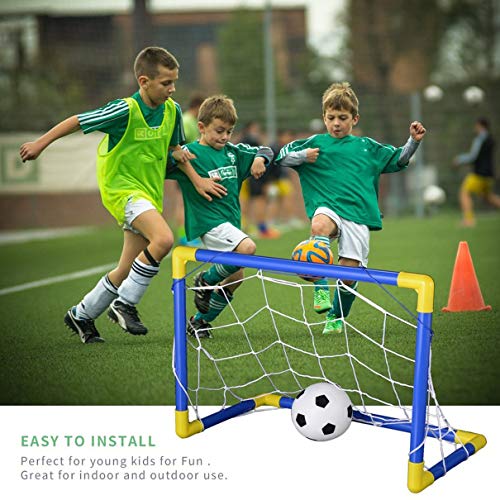 Folding Mini Football Soccer Goal Post Net Set with Pump Kids Sport Indoor Outdoor Games Toys Child Birthday Gift Plastic